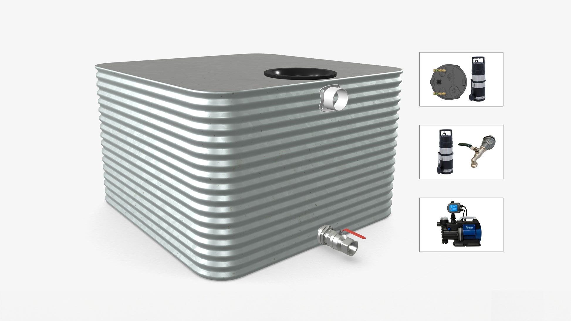 2000 Litre Squat Square Water Tank With Pump Bundle Product Image