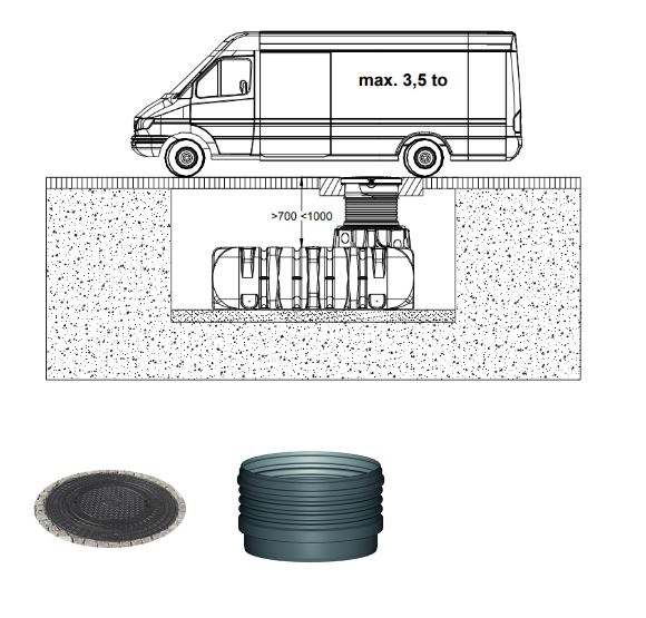 Garantia Under Driveway Tank Diagram With Dome and Shaft